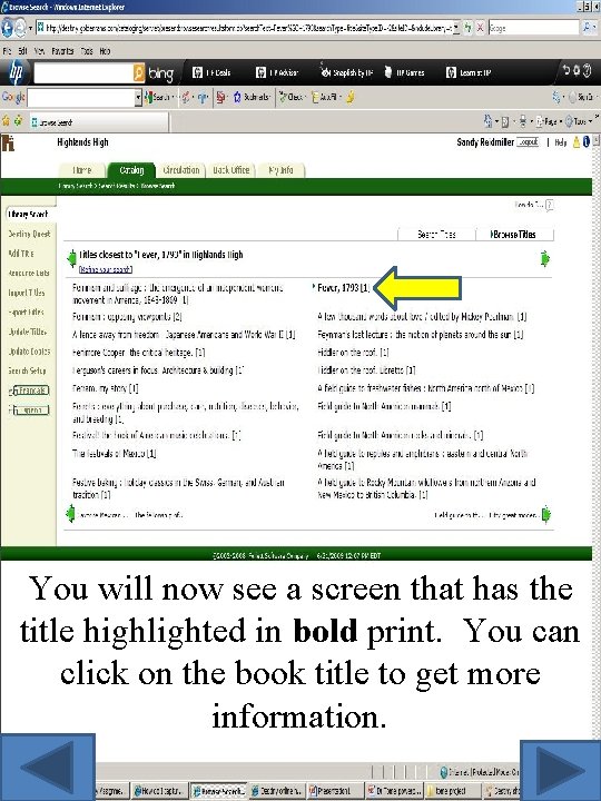 You will now see a screen that has the title highlighted in bold print.