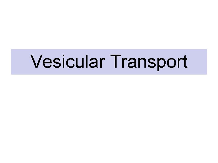 Vesicular Transport 