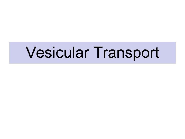 Vesicular Transport Vesicular Transport