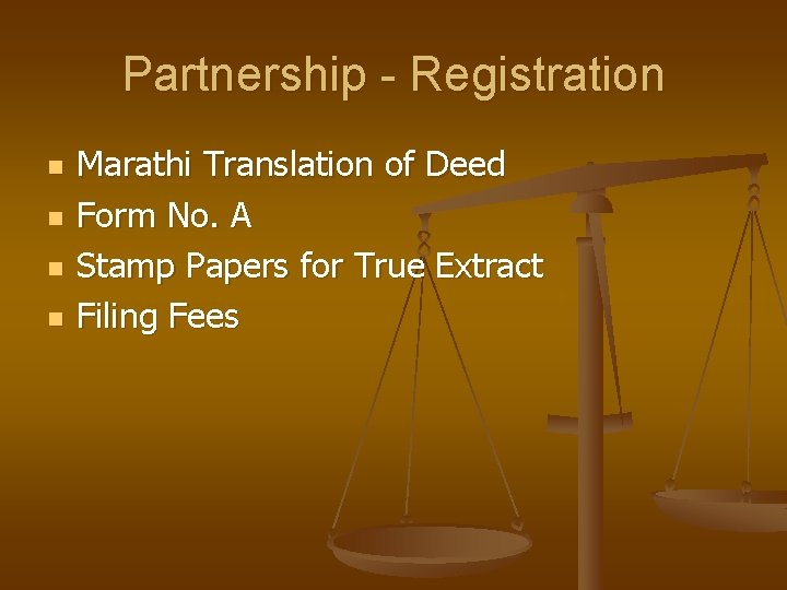 Partnership - Registration n n Marathi Translation of Deed Form No. A Stamp Papers