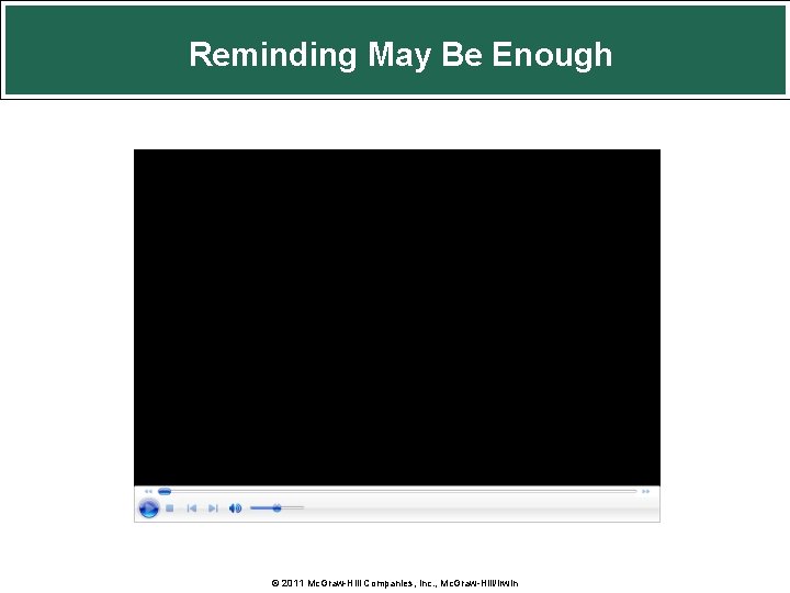 Reminding May Be Enough © 2011 Mc. Graw-Hill Companies, Inc. , Mc. Graw-Hill/Irwin 