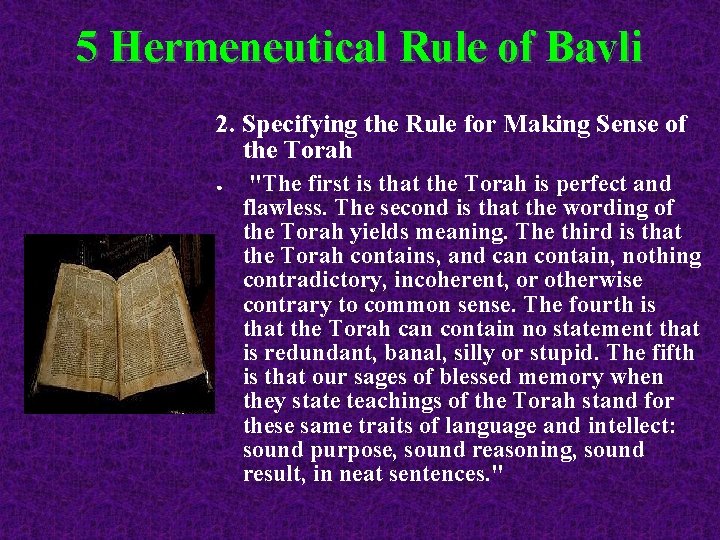 5 Hermeneutical Rule of Bavli 2. Specifying the Rule for Making Sense of the