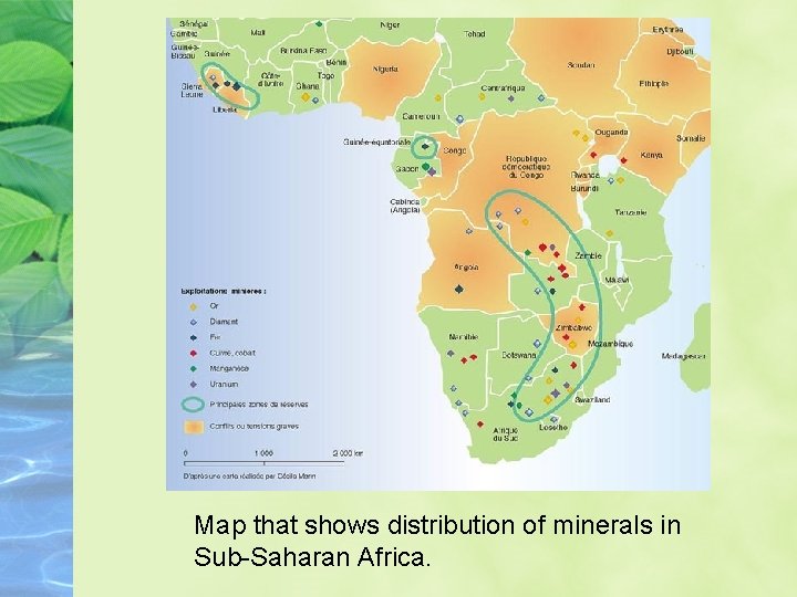Map that shows distribution of minerals in Sub-Saharan Africa. 