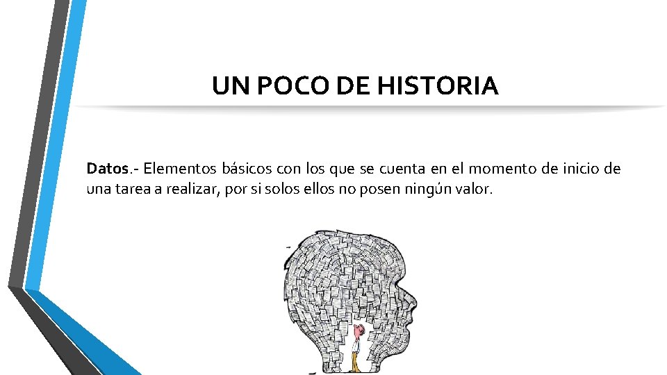 UN POCO DE HISTORIA Datos. - Elementos básicos con los que se cuenta en