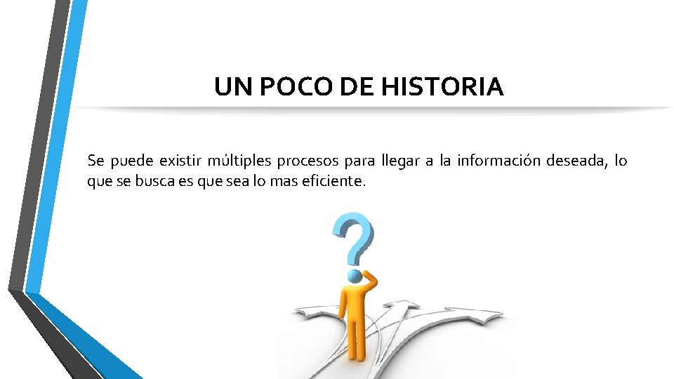 UN POCO DE HISTORIA Se puede existir múltiples procesos para llegar a la información