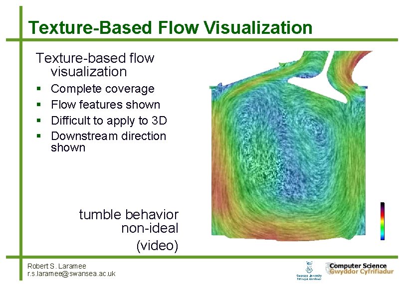 Texture-Based Flow Visualization Texture-based flow visualization Complete coverage Flow features shown Difficult to apply Texture-Based Flow Visualization Texture-based flow visualization Complete coverage Flow features shown Difficult to apply