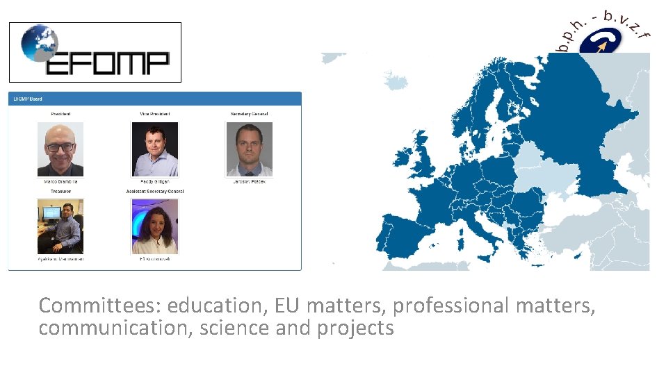 Committees: education, EU matters, professional matters, communication, science and projects 