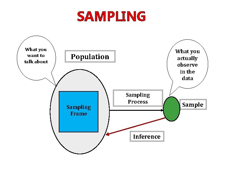 SAMPLING What you want to talk about What you actually observe in the data