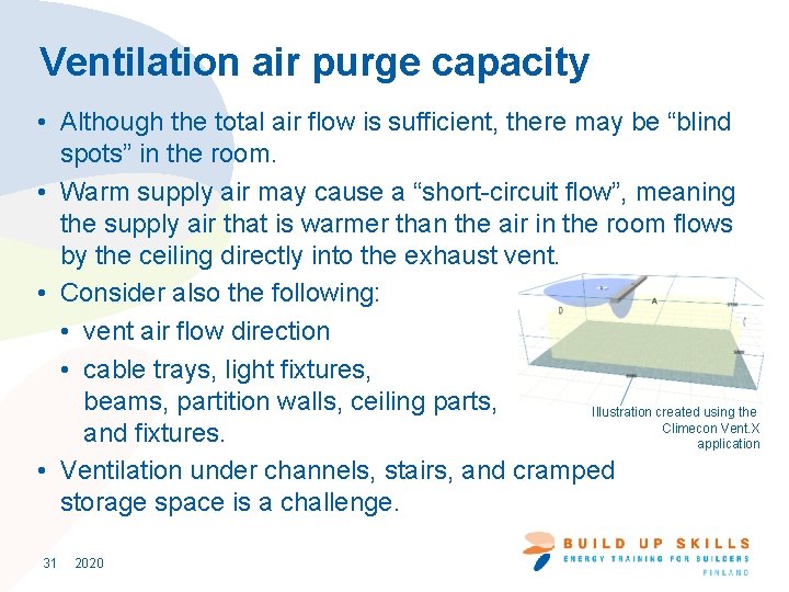 Ventilation air purge capacity • Although the total air flow is sufficient, there may