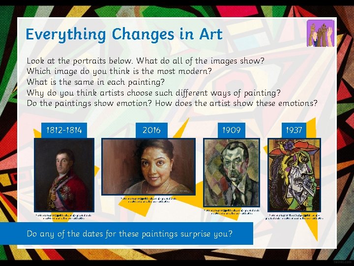 Everything Changes in Art Look at the portraits below. What do all of the