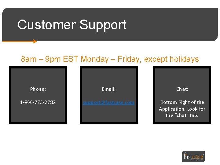 Customer Support 8 am – 9 pm EST Monday – Friday, except holidays Phone: