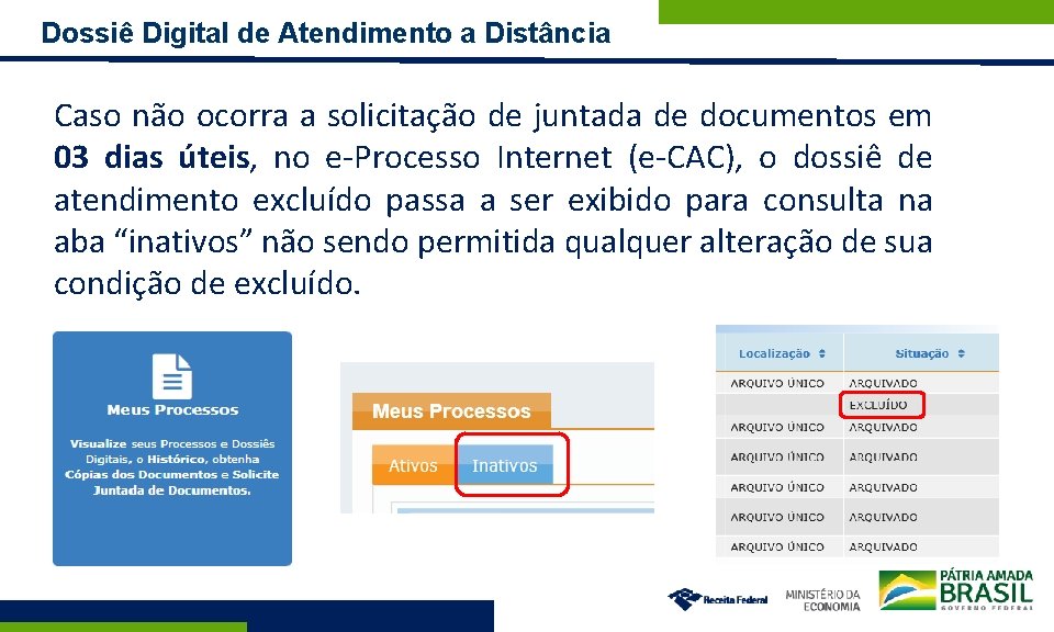 Dossiê Digital de Atendimento a Distância Caso não ocorra a solicitação de juntada de