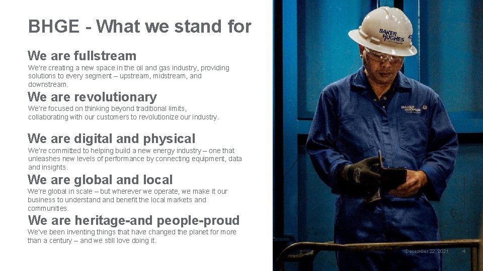 BHGE - What we stand for We are fullstream We’re creating a new space
