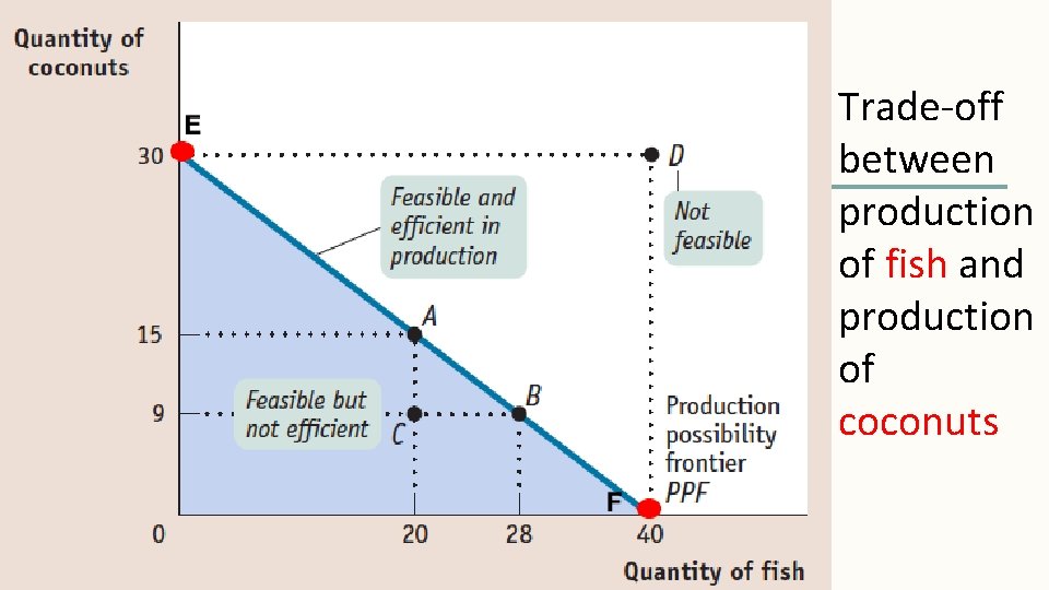 Trade-off between production of fish and production of coconuts 