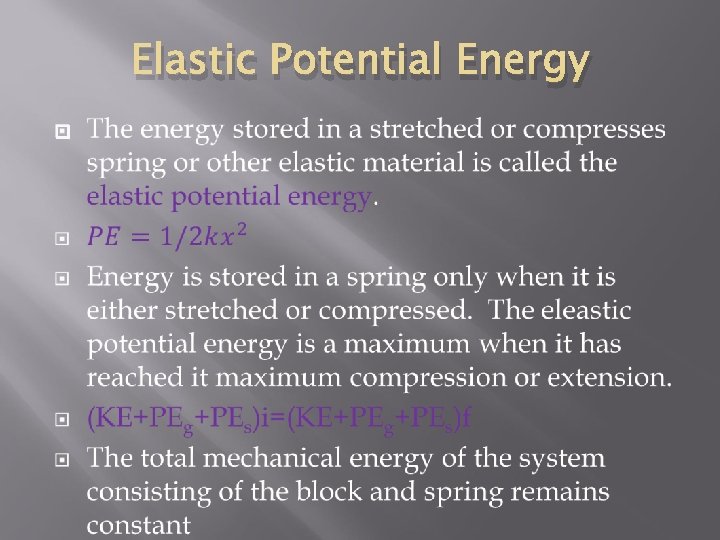 Elastic Potential Energy 
