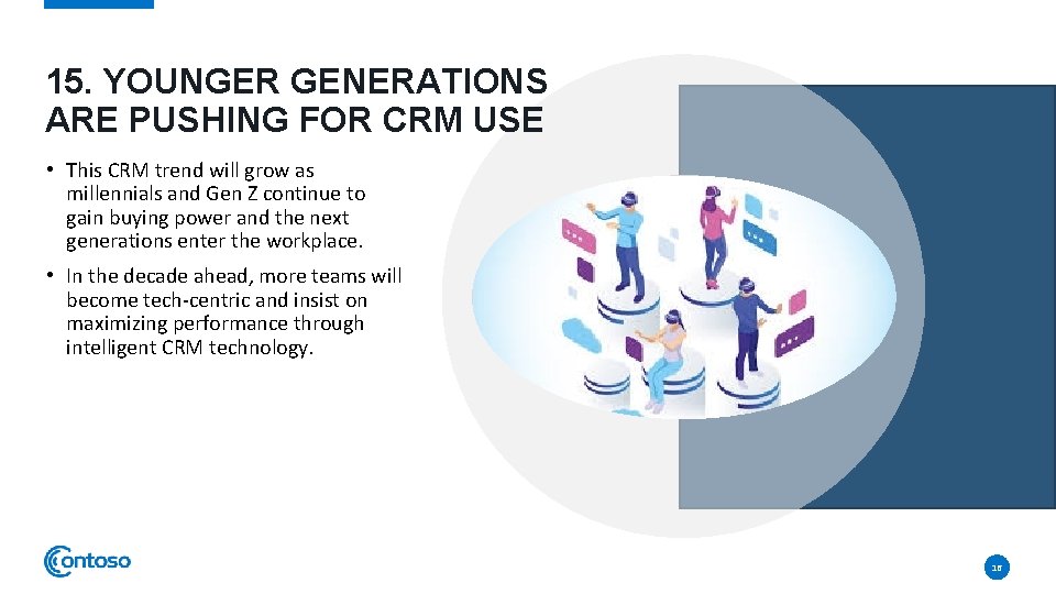 15. YOUNGER GENERATIONS ARE PUSHING FOR CRM USE • This CRM trend will grow