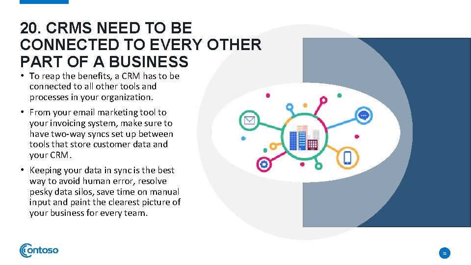 20. CRMS NEED TO BE CONNECTED TO EVERY OTHER PART OF A BUSINESS •