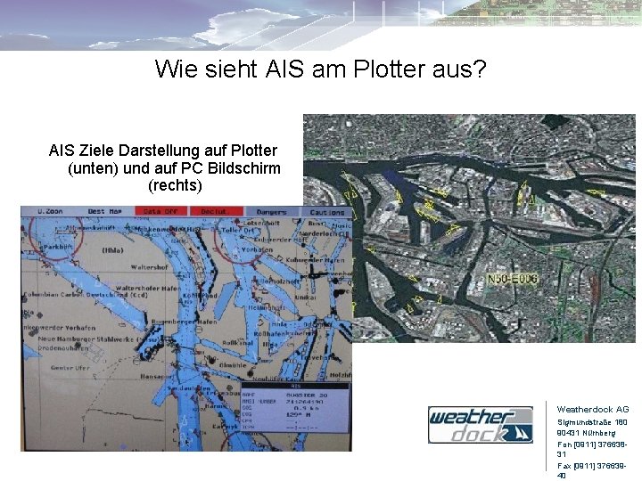 Wie sieht AIS am Plotter aus? AIS Ziele Darstellung auf Plotter (unten) und auf