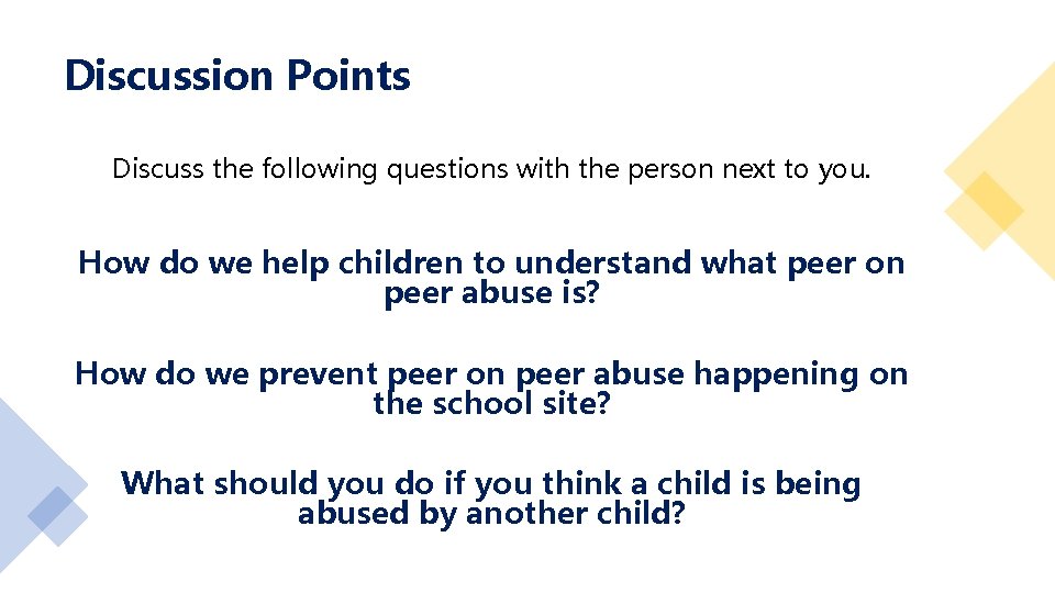 Discussion Points Discuss the following questions with the person next to you. How do