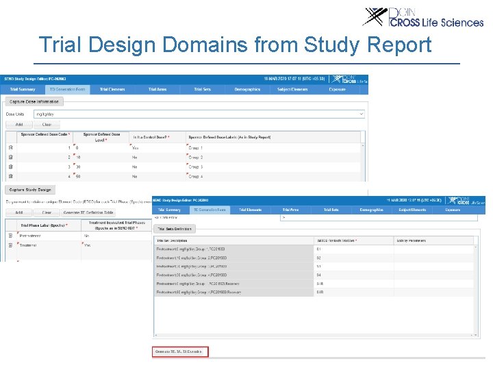 Trial Design Domains from Study Report Point. Cross Inc. 17 