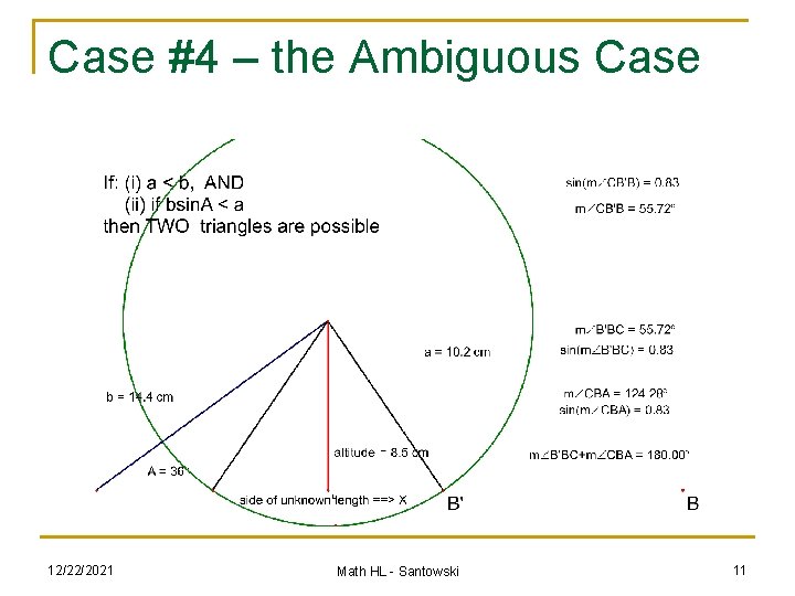 Case #4 – the Ambiguous Case 12/22/2021 Math HL - Santowski 11 