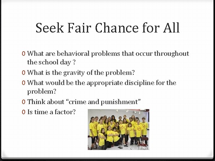 Seek Fair Chance for All 0 What are behavioral problems that occur throughout the