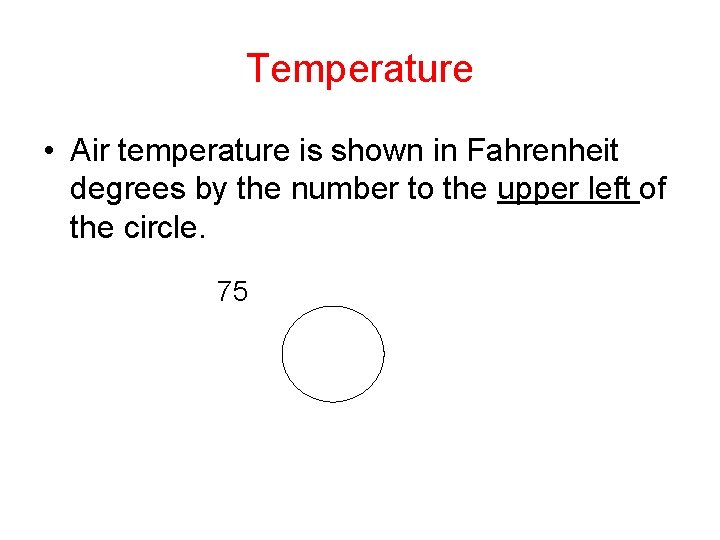 Temperature • Air temperature is shown in Fahrenheit degrees by the number to the