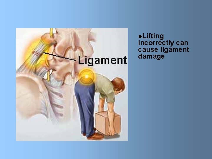 l. Lifting incorrectly can cause ligament damage 