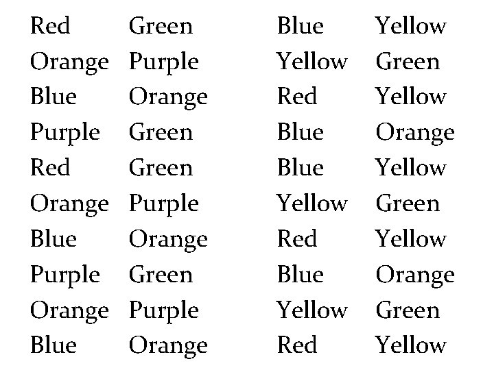 Red Orange Blue Purple Orange Blue Green Purple Orange Blue Yellow Red Yellow Green