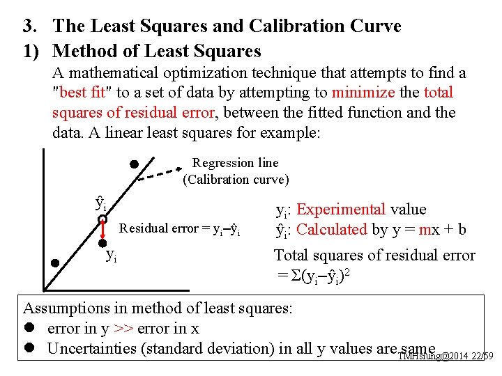 3. The Least Squares and Calibration Curve 1) Method of Least Squares A mathematical