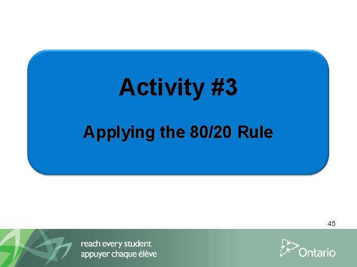 Activity #3 Applying the 80/20 Rule 45 