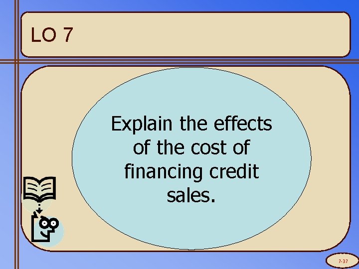 LO 7 Explain the effects of the cost of financing credit sales. 7 -37