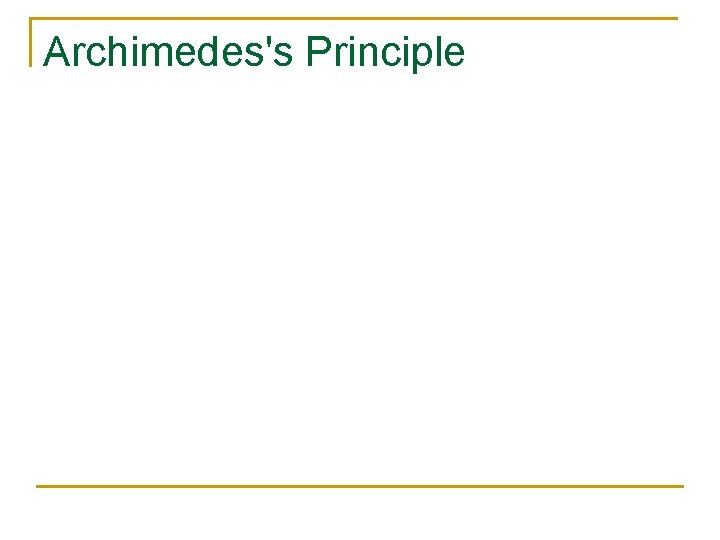 Archimedes's Principle 