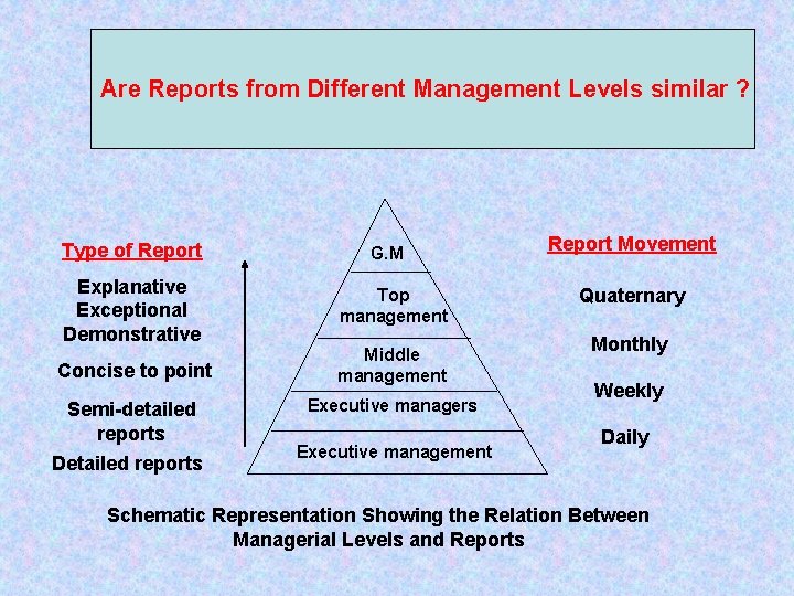 Are Reports from Different Management Levels similar ? Type of Report G. M Explanative