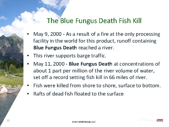 The Blue Fungus Death Fish Kill • May 9, 2000 - As a result