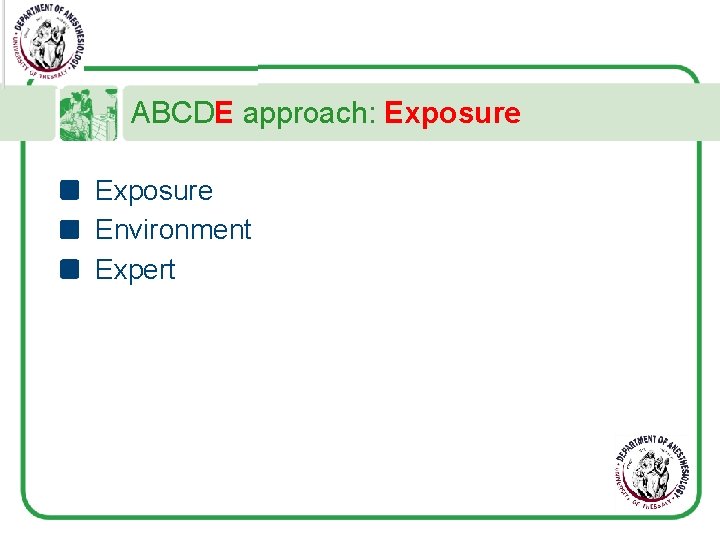 ABCDE approach: Exposure Environment Expert 