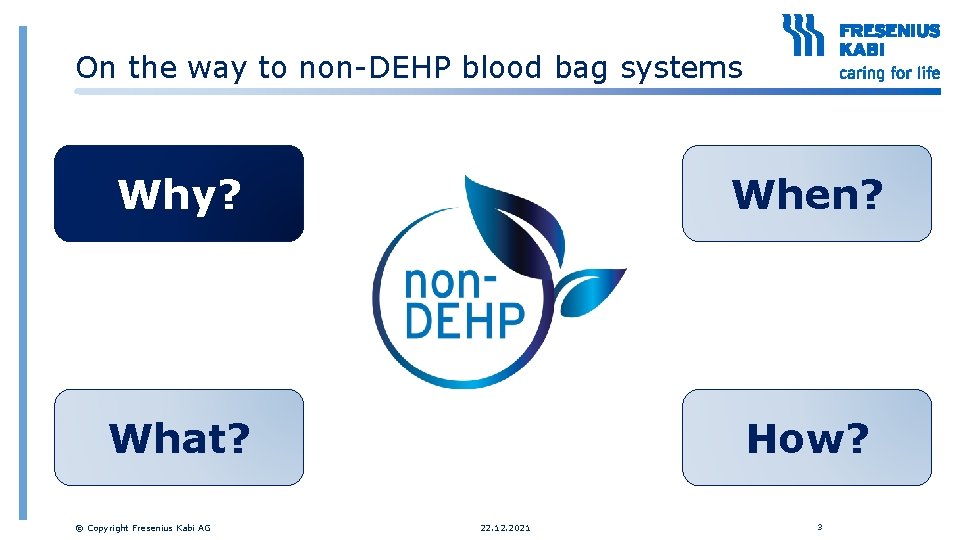 On the way to non-DEHP blood bag systems Why? When? What? How? © Copyright