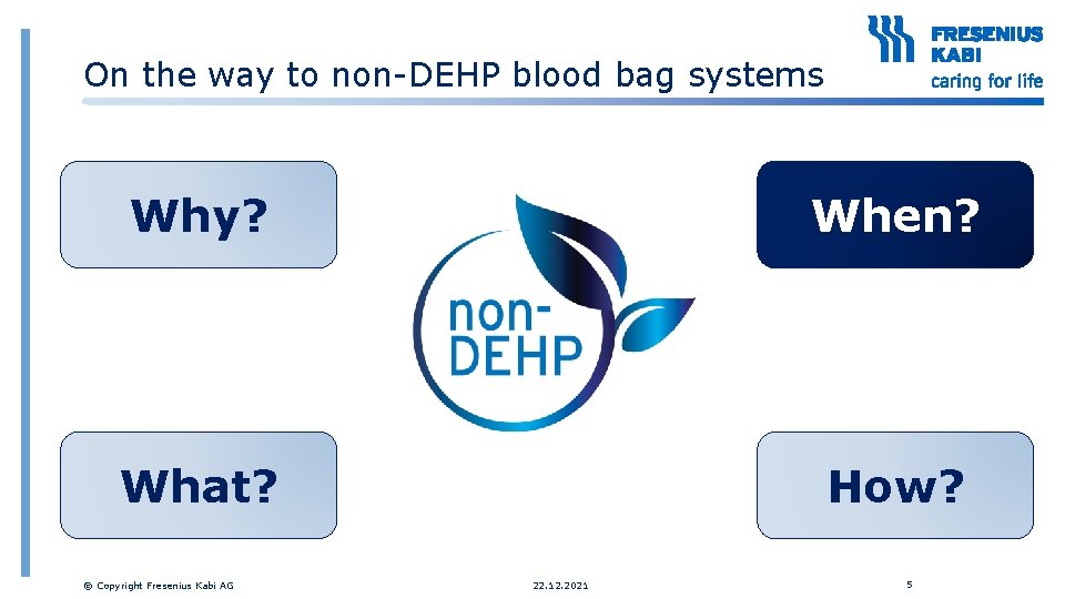 On the way to non-DEHP blood bag systems Why? When? What? How? © Copyright