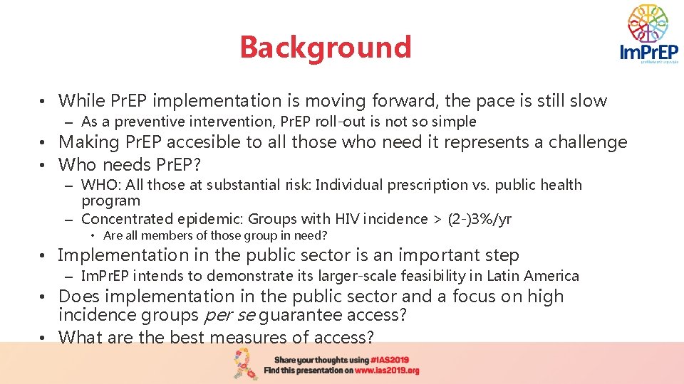 Background • While Pr. EP implementation is moving forward, the pace is still slow