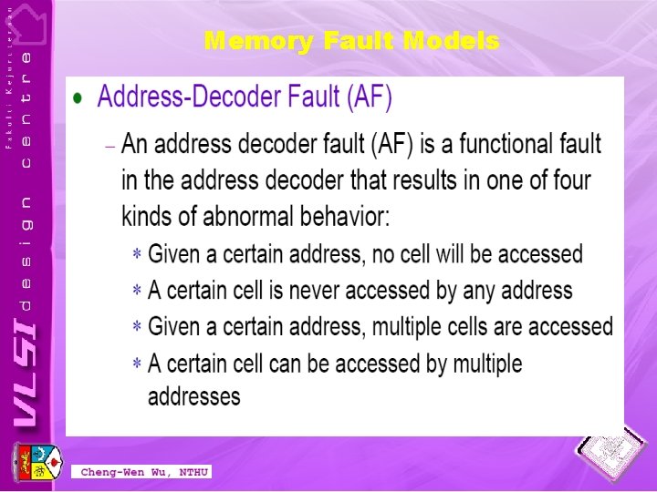 Memory Fault Models 