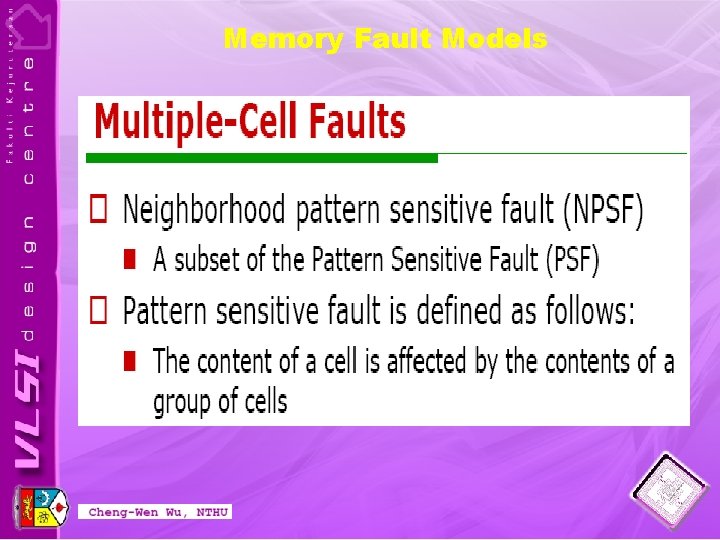 Memory Fault Models 