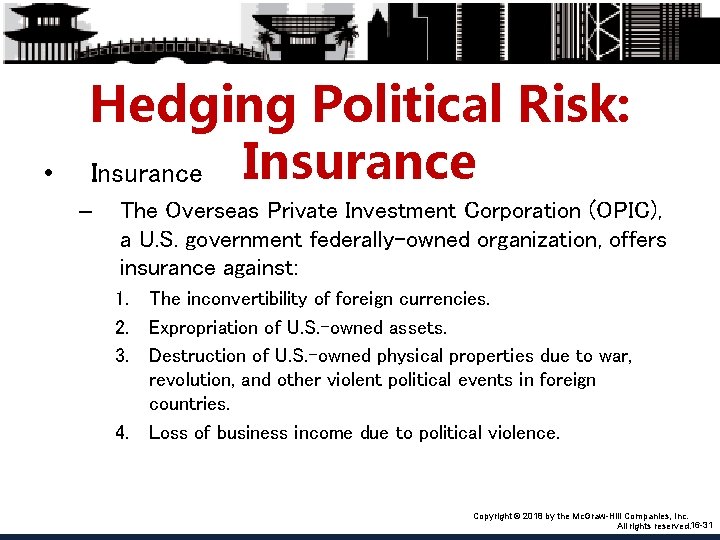  • Hedging Political Risk: Insurance – The Overseas Private Investment Corporation (OPIC), a