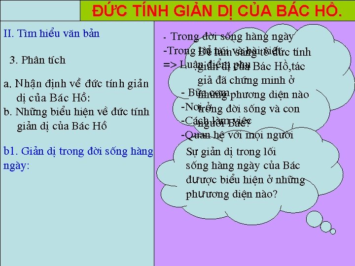 TIẾT 57 ĐỨC TÍNH GIẢN DỊ CỦA BÁC HỒ. II. T×m hiÓu v¨n b¶n