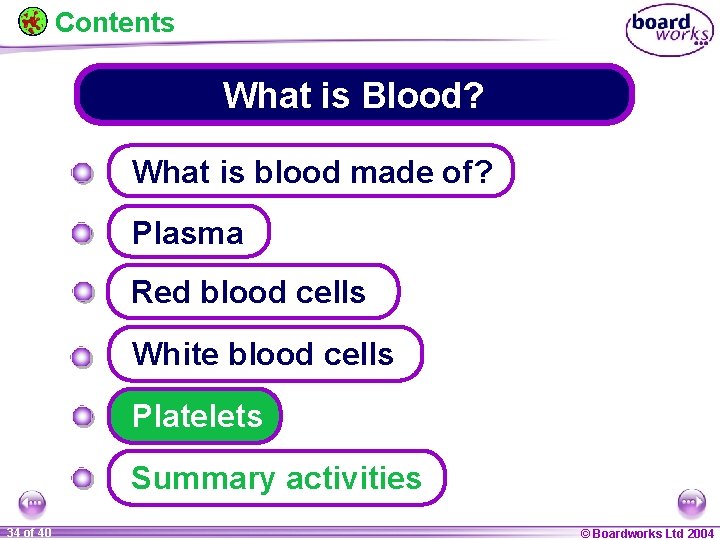 Contents What is Blood? What is blood made of? Plasma Red blood cells White