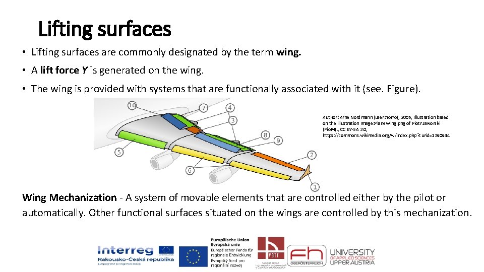 Lifting surfaces • Lifting surfaces are commonly designated by the term wing. • A