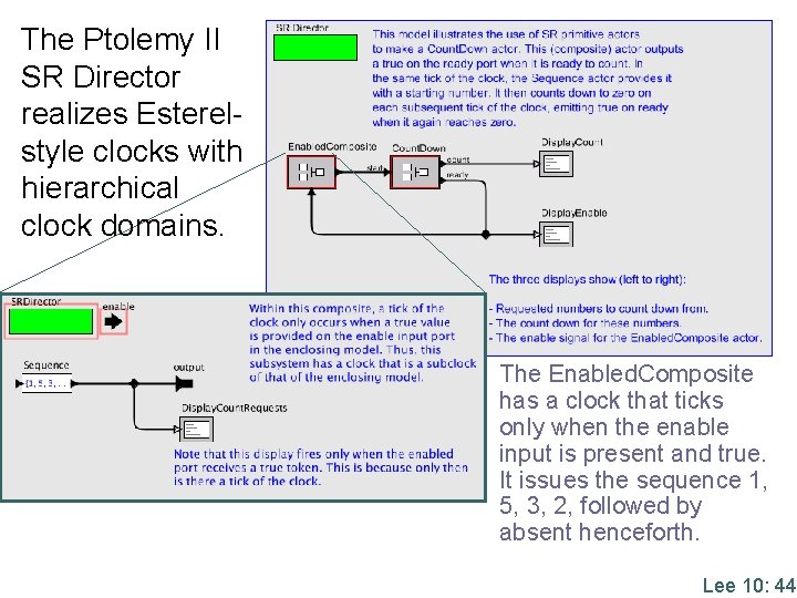 The Ptolemy II SR Director realizes Esterelstyle clocks with hierarchical clock domains. The Enabled.