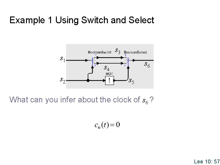 Example 1 Using Switch and Select s 1 s 2 s 3 s 6