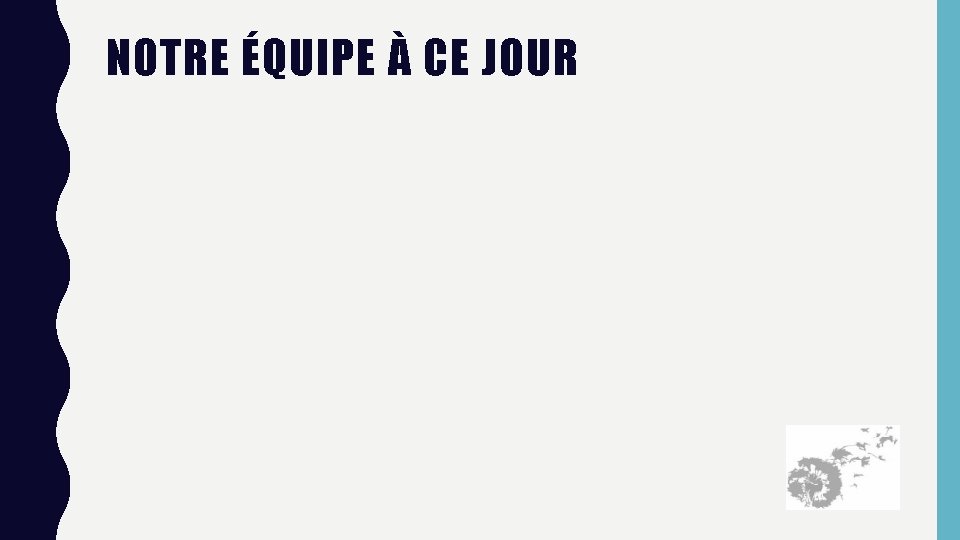 NOTRE ÉQUIPE À CE JOUR 