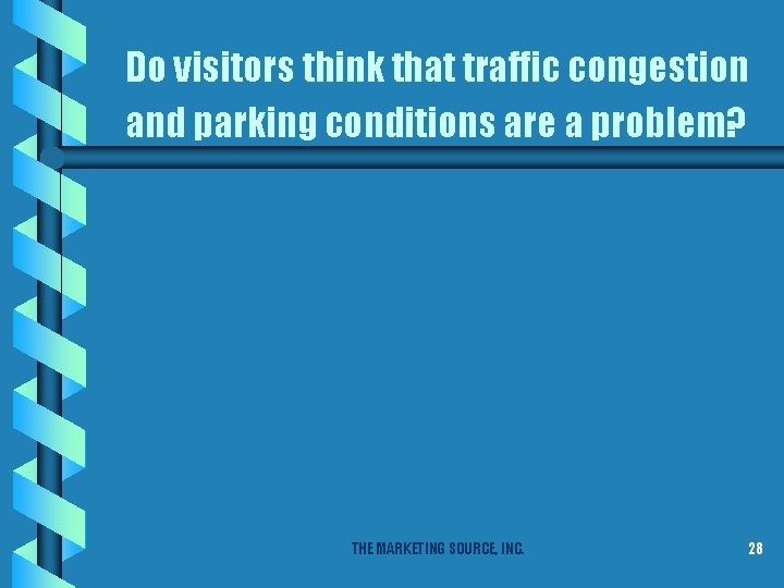 Do visitors think that traffic congestion and parking conditions are a problem? THE MARKETING