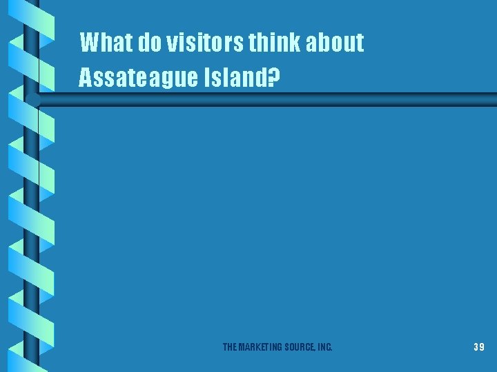 What do visitors think about Assateague Island? THE MARKETING SOURCE, INC. 39 